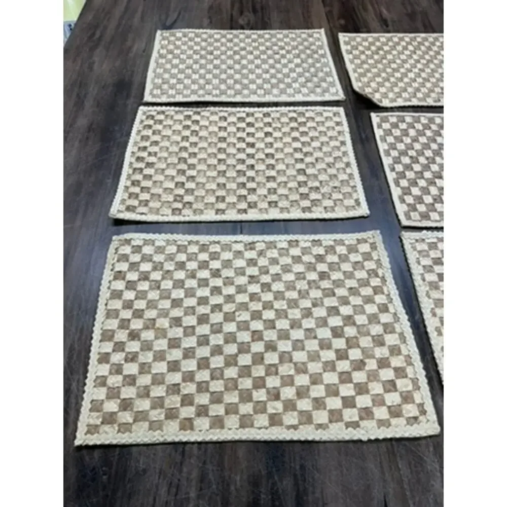 Set Of 6 ,Straw Placemats, Checkered,24 x‎ 24